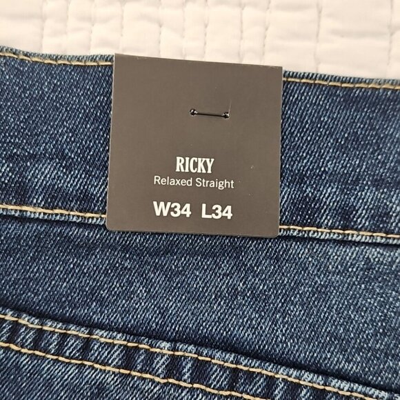 True Religion Ricky Jeans Men's 34 x 34 Relaxed Straight Blue Denim NWT Flap Pkt - Picture 14 of 16